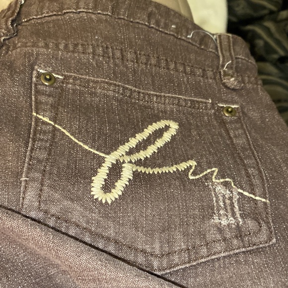 Bisou Bisou Jeans brown distressed look size 6 flair leg - Picture 4 of 12